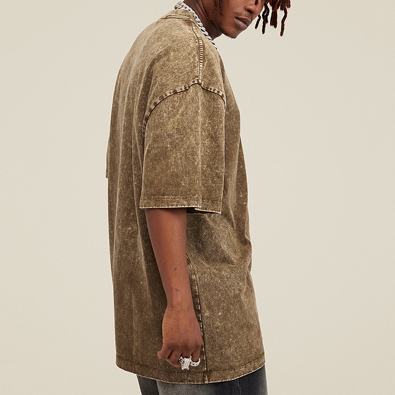 Herre 100% bomullssyre-vaskeskjorte Oversized skjorte Kortermet Crew-hals Vår sommer عادي Mote Designer Fritid Sport & Utendørs Daglig Gateklær Svart Rosa Grønn Topp T-skjorte for menn 2025 - $17.99 –P13