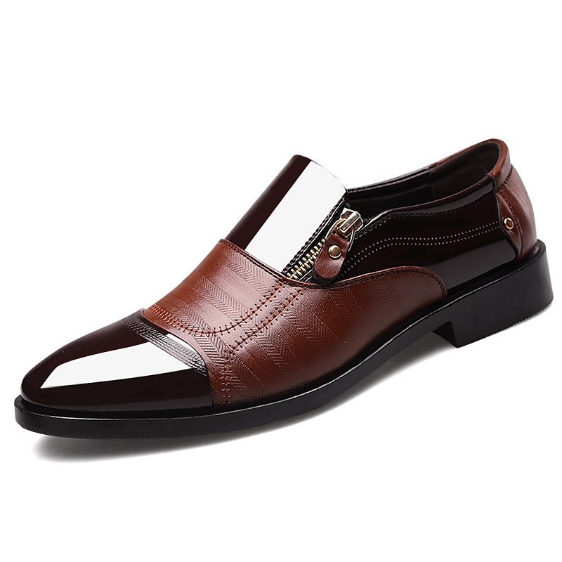 Men's Loafers & Slip-Ons Plus Size Leather Loafers Business Casual Daily Office & Career PU Loafer Black Brown Color Block Spring Fall 2023 - AED 132 –P7