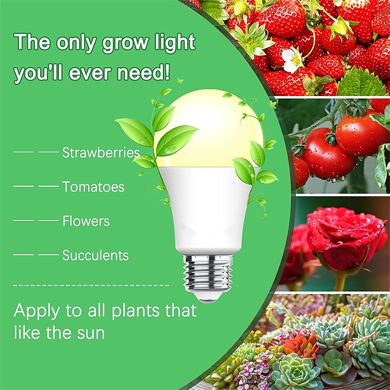 LED Grow Light Bulbs A19 Bulb Full Spectrum for Indoor Plant E26 Base 12W/15W Grow Bulb 100W Equivalent Grow Light for Indoor Plants Seed Starting 2Pack 2026 - $28.99 –P3