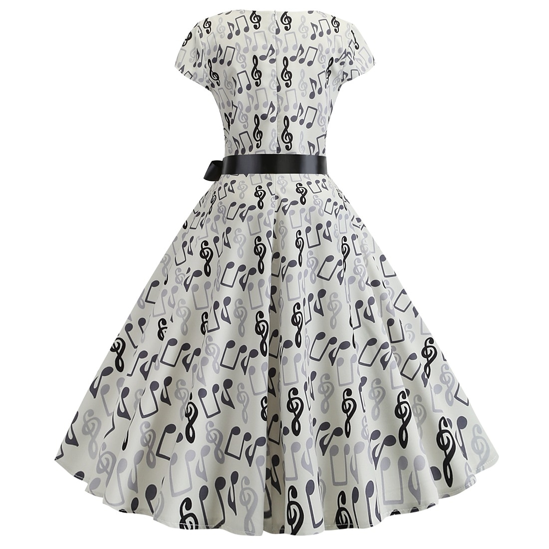 Retro Vintage 1950er Urlaubskleid Flapper Kleid Swing-Kleid Musiknoten Damen Maskerade Alltagstauglich Junggesellinnenabschiedsparty Erwachsene Kleid Abschlussballkleider 2025 - $27.99 –P3