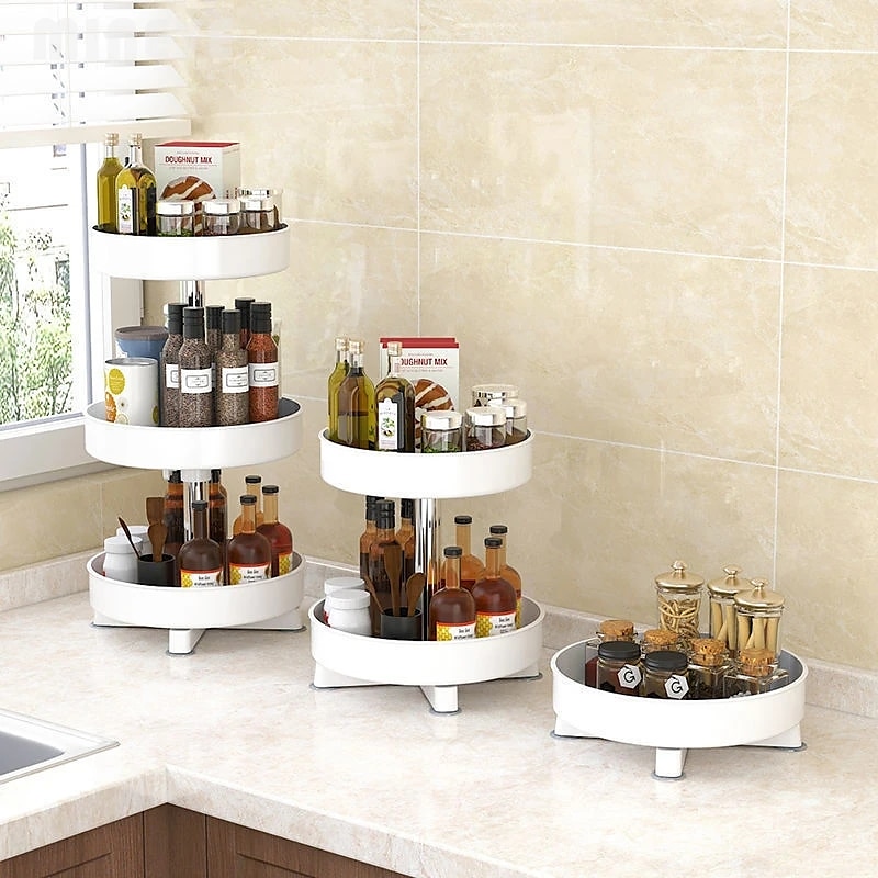 Multifunctional Kitchen 360 Rotating Storage Rack Spice Box Shelf