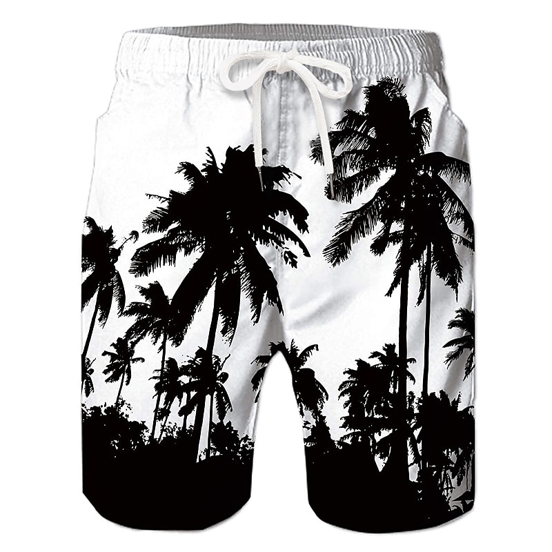 Palm Tree Print Quick Dry Summer Mens Siwmwear Beach Board Shorts