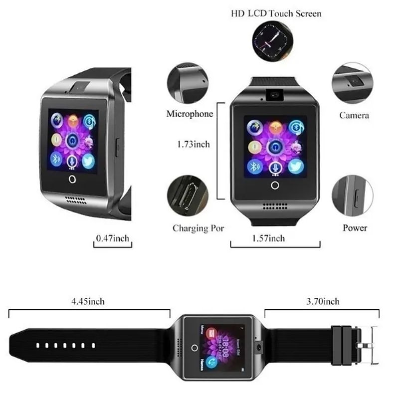 Q18 Smart Watch 1.54'' Smartwatch Fitness Running Watch with Camera and Sim Card Bluetooth Pedometer Call Sedentary Message Reminder Step Tracker Compatible with Android iOS  Hands-Free Calls Unisex 2025 - $35.99 –P14