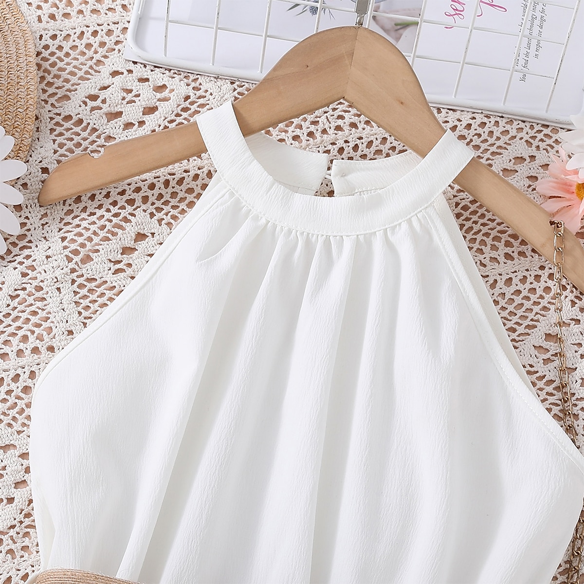 Kids Girls' Dress Solid Color Halter Neck Dress Above Knee Dress School Halter Off Shoulder Sleeveless Fashion Dress 7-13 Years Summer Light Green 2025 - $22.99 –P3