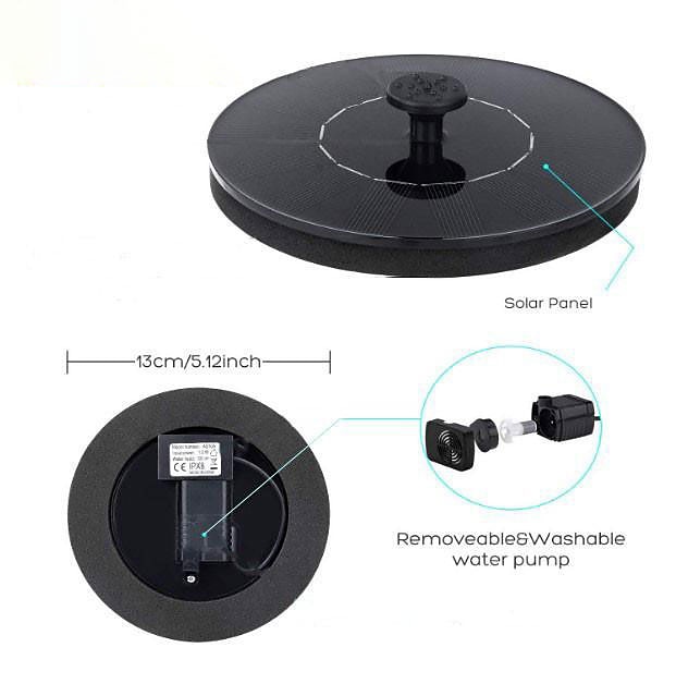 Round Solar Fountain Outdoor Landscape Pool Pond Water Pump Waterfall Decor Black 2025 - $22.99 –P2