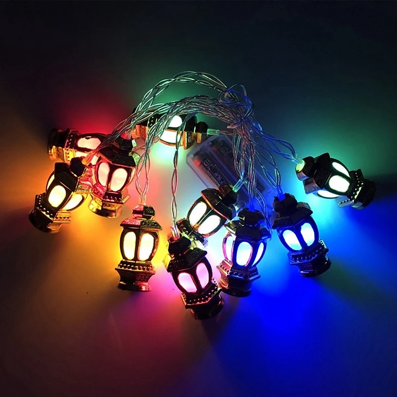 ramadan eid led string light muslim lantern mubarak lantern oil lamp aa battery box led party home decor lantern lighting 2025 - $8.99 –P6