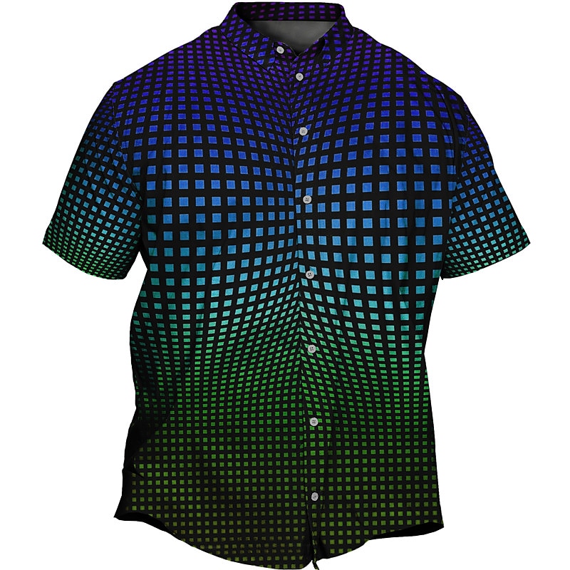 Men's Plus Size Shirt Big and Tall Optical Illusion Turndown Buttons Short Sleeve Spring & Summer Tropical Fashion Outdoor Vacation Tops 2025 - $25.99 –P3
