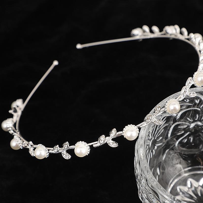 stříbrná svatební čelenka křišťálový diadém pro ženy perlové svatební čelenky pro nevěstu vlasové doplňky pro maturitní narozeninovou oslavu 2026 - $8.99 –P1