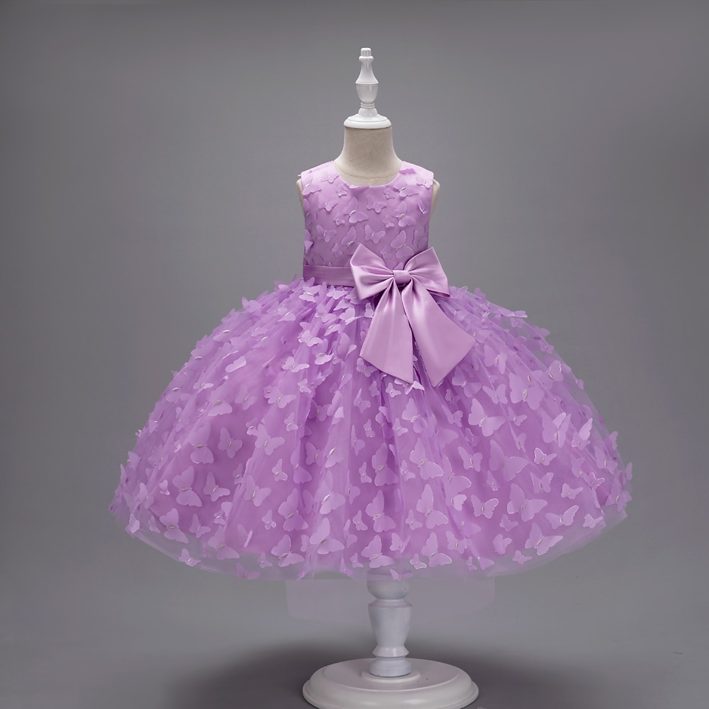 Kinderen Voor meisjes Bloemenmeisjesjurk Feestjurk Vlinder Mouwloos Bruiloft Feest Doopjurk Prinses Polyester Roze prinsessenjurk Bloemenmeisjesjurk Zomer 3-10 jaar Wit Champagne Blozend Roze 2026 - $49.99 –P4