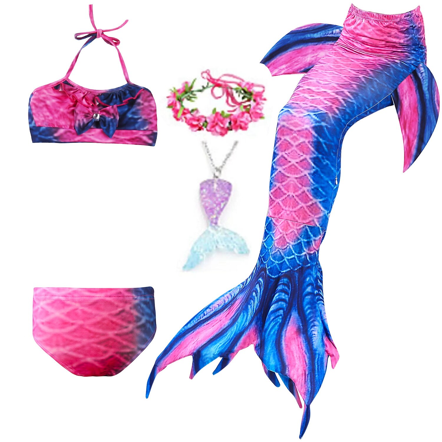 Kinderen Voor meisjes Zeemeermin zwemkleding Zwempak Bikini Prestatie Thema feest Kleurrijk Aanbiddelijk Strandstijl Halster Badpakken 4-12 jaar Zomer Meerkleurig 2025 - $30.99 –P2