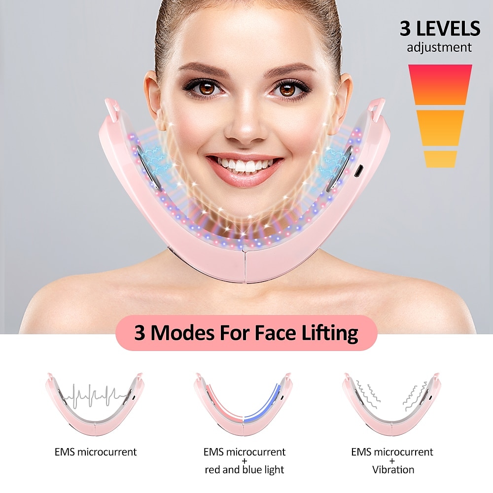 Face Lifter V-Line Up Face Lifting Belt Face Slimming Vibration Massager  LED Display Facial Beauty Instrument 5 Modes