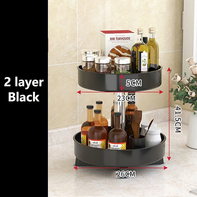 Multifunctional Kitchen 360 Rotating Storage Rack Spice Box Shelf Height Adjustable Bathroom Cosmetics Organizer 2025 - $21.99 –P6