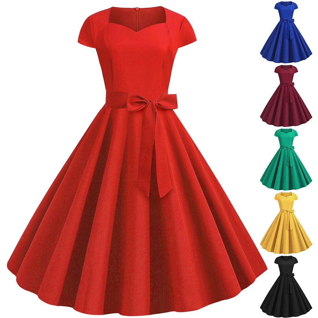 Retro Vintage 1950s Vacation Dress Flapper Dress Swing Dress Christmas Party Dress Audrey Hepburn Women's Cosplay Costume Masquerade Casual Daily Dress Attire Christmas Party 2026 - $29.99 –P1
