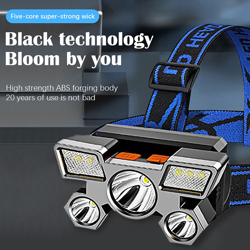 USB Rechargeable LED Head Lamp, Portable 5 LEDs Headlight Torch Work Light for Travel, Camping, Fishing, Hunting Outdoor Camping Adventure 2025 - $16.49 –P9