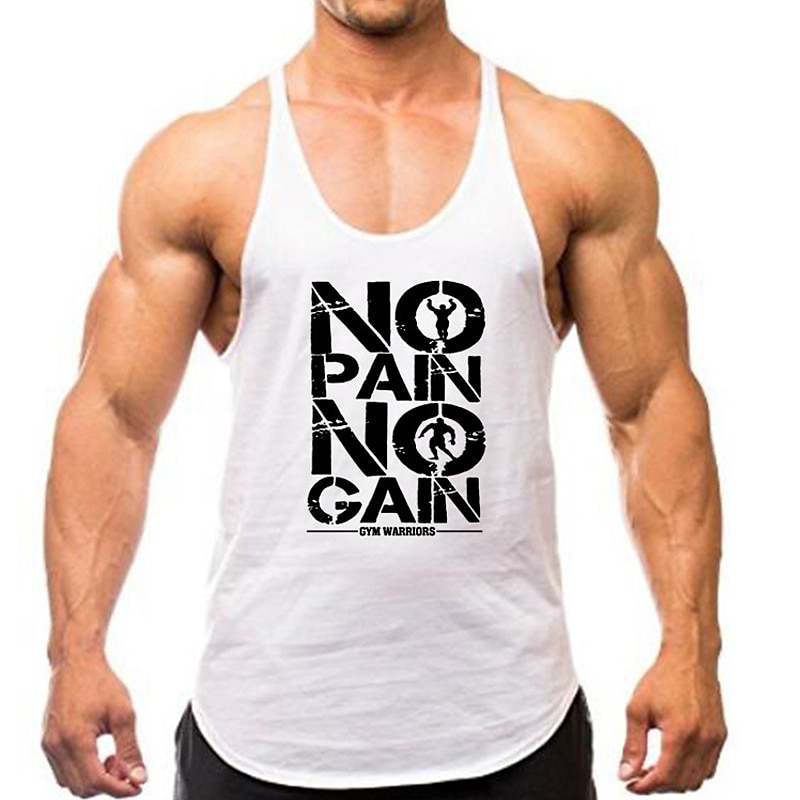 Mannen's Gym Workout Tanktop met 'No Pain No Gain Gym Warriors' Grafische Print 2025 - $14.99 –P2