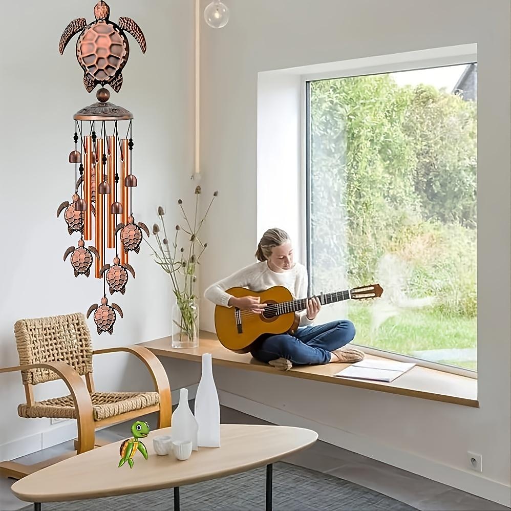 1st vintage metall sköldpadda järn vindspel, utomhus gård musik dekorationer, festival presenter för familjen 2026 - $27.99 –P5