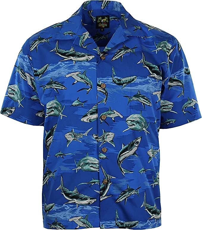 Men's Animal Shark Tropical Shirt Summer Hawaiian Shirt Camp Collar Shirt Short Sleeve Shirt Turndown Fashion Designer Casual Outdoor Street Casual Black Blue Dusty Blue 3D Print S M L 2025 - $24.99 –P3