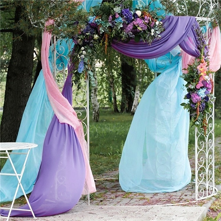 salvie grønn bryllup bue gardiner chiffon stoff draperi ren bakgrunn gardiner for fest seremoni bue scene dekorasjoner 2025 - AU $41.89 –P6