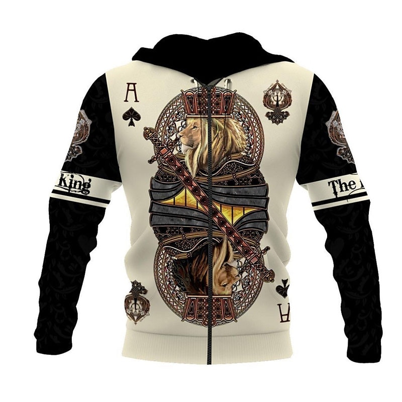 Voor heren Leeuw Grafische prints Trui met capuchon Hoodies Sweatshirt Streetwear Casual Lange mouw Capuchon Dagelijks Sport & Outdoor Sport Feestdagen Geel / zwart Zwart & Geel Geel & Zwart Zwart 2026 - $28.99 –P1