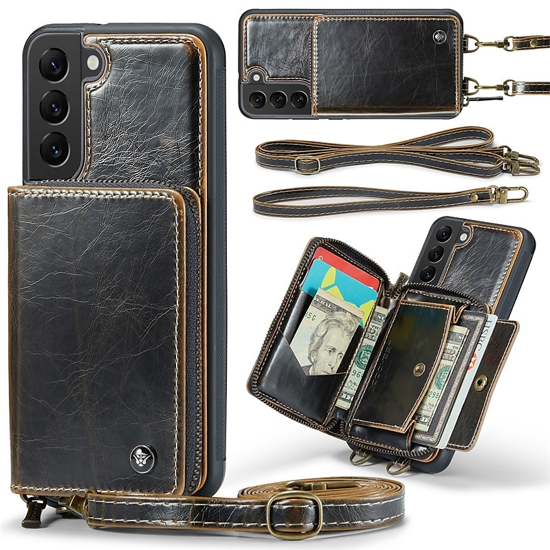Detachable Leather Zipper Wallet Cases for Samsung Galaxy S21 Series