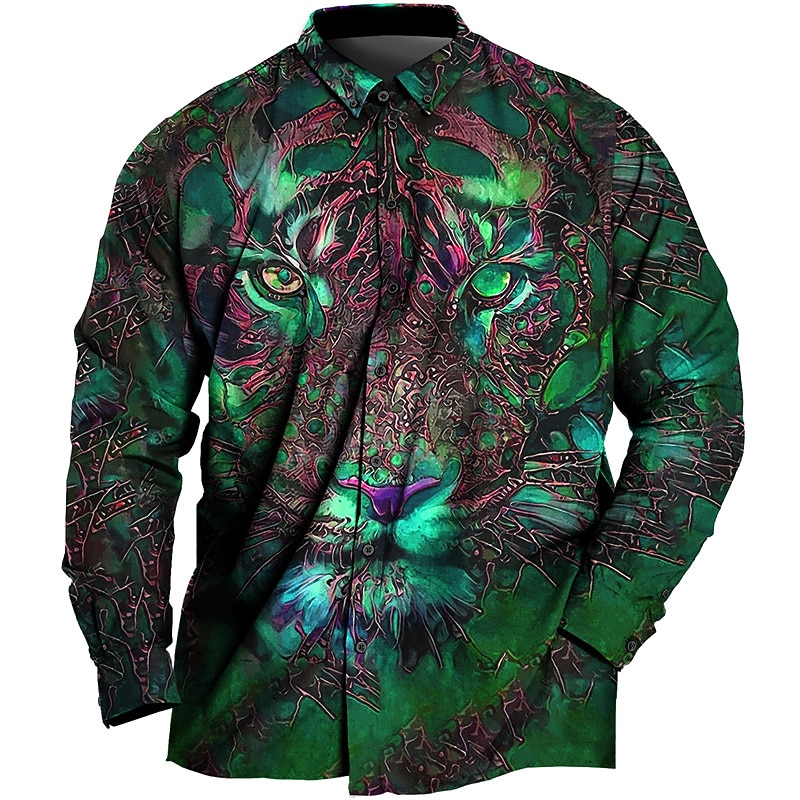 Herren Übergröße Hemd Groß und hoch Tier Umlegekragen Bedruckt Langarm Frühling Sommer Sport Modisch Strassenmode Designer Outdoor Strasse Oberteile 2026 - $28.99 –P2