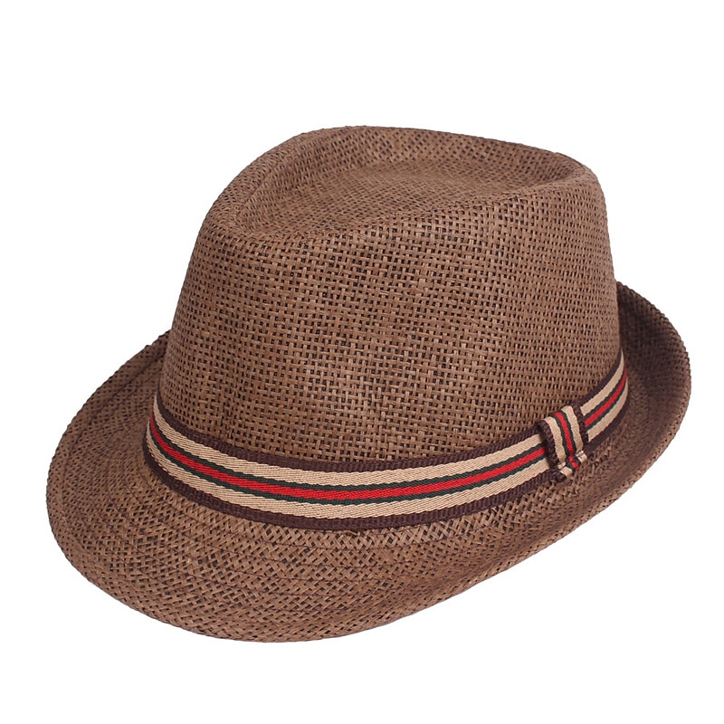 Herr Kentucky Derby Hat Halmhatt Solhatt Fedora Trilby hatt Svart Brun Polyester Flätad Streetwear Stylish 1920-talets mode Dagligen Friluftskläder Helgdag Slät Solskyddskräm Mateial som andas 2025 - $15.49 –P5