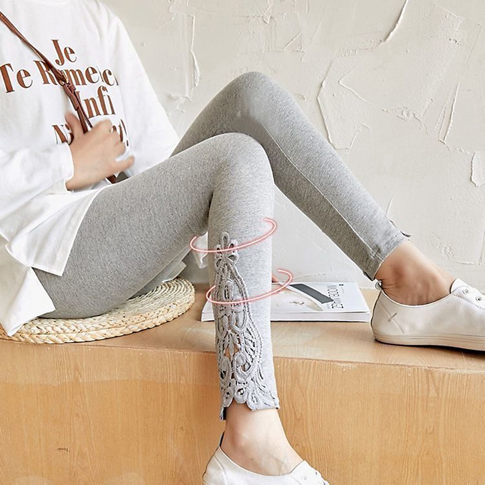 női leggings egyszínű fekete fehér divatos bokáig érő alkalmi napi 2025 - $12.99 –P9