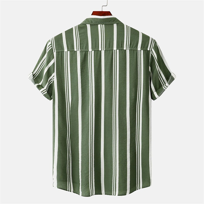 Voor heren Overhemd Zomer overhemd Normaal shirt Overhemd met knopen Gestreepte shirts Zwart blauw Rood Groen Korte mouw Gestreept Strijkijzer Vakantie Straat Kleding Katoen Katoenmix Modieus Casual 2025 - $19.99 –P2