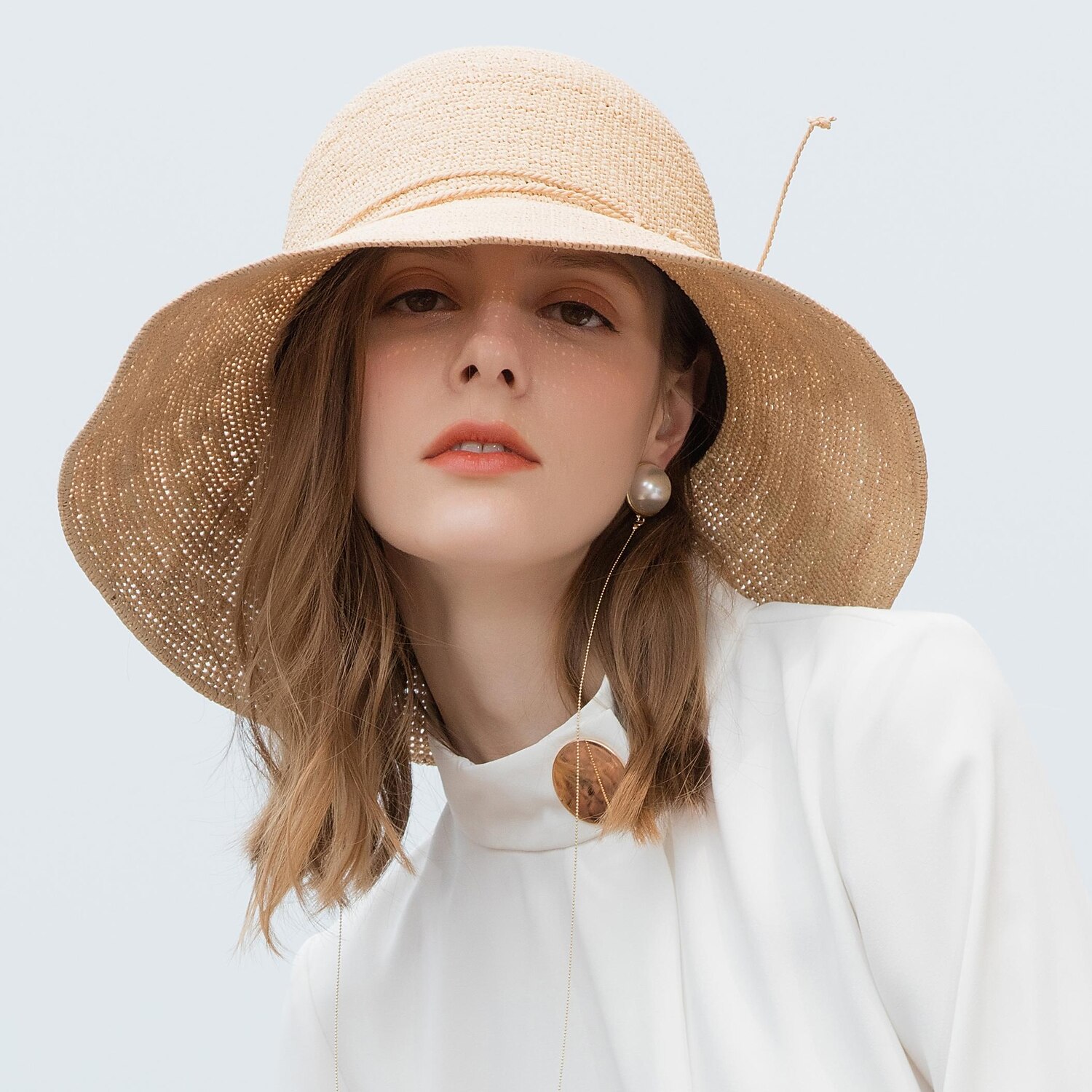 chapéus de palha de fibra natural com bowknot 1 peça casual headpiece de 2025 por $60.99 –P7