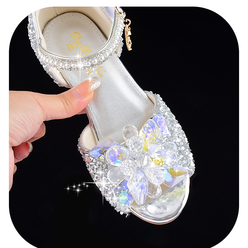 Girls' Glittery Flower Crystal Shoes – Rhinestone Open-Toe Dress Shoes with Low Heels for Parties or Weddings 2025 - $42.99 –P6