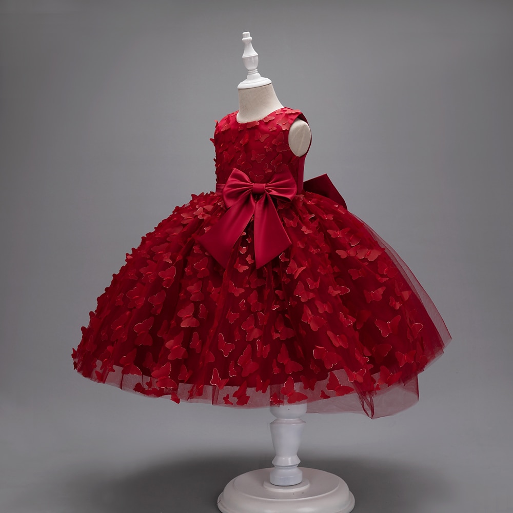 Kinderen Voor meisjes Bloemenmeisjesjurk Feestjurk Vlinder Mouwloos Bruiloft Feest Doopjurk Prinses Polyester Roze prinsessenjurk Bloemenmeisjesjurk Zomer 3-10 jaar Wit Champagne Blozend Roze 2026 - $49.99 –P17
