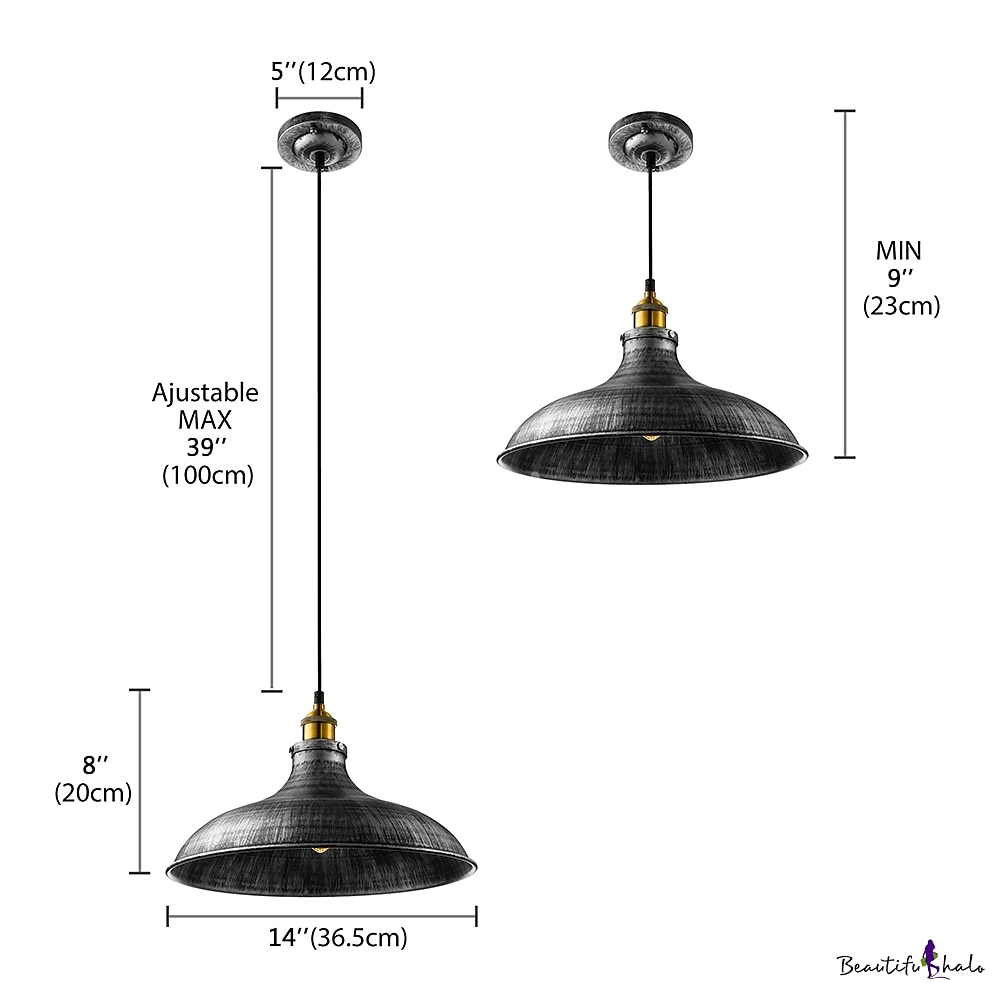 LED Pendant Light Hanging Ceiling Industrial Brushed Vintage Lampshade Bar Lighting ,Restaurant Lighting Antique Brushed Rustic Style Metal 2026 - $163.99 –P4