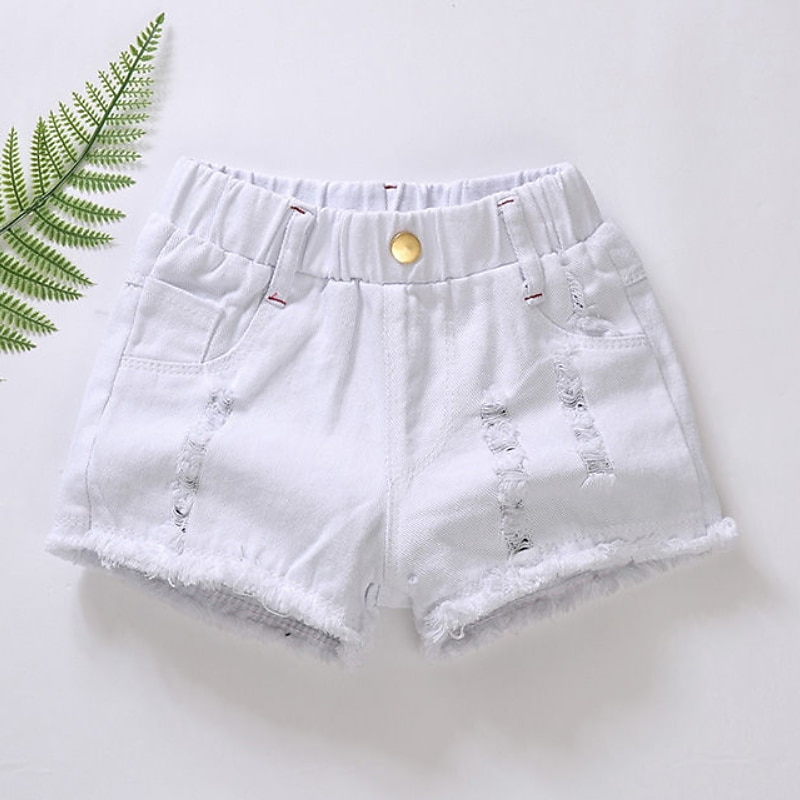 ילדים בנות שורטים צבע אחיד פעיל חלול חיצוני בָּחוּץ כותנה 3-7 שנים קיץ שחור לבן צהוב 2026 - $11.99 –P1