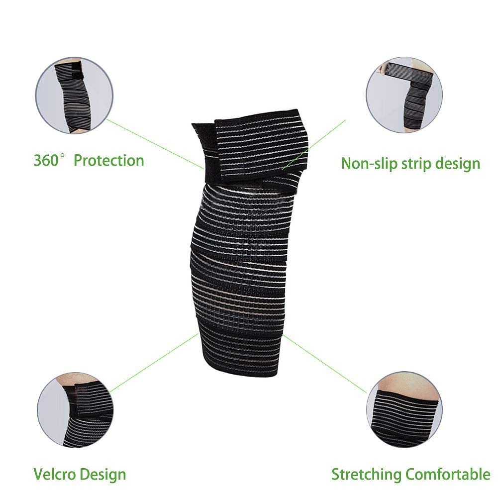 1pc Extra Long Elastic Knee Wrap Compression Bandage Brace Support for Legs Plantar Fasciitis Stabilising Ligaments Joint Pain Squat Basketball Running Tennis Soccer Football Volleyball 2025 - $16.49 –P2