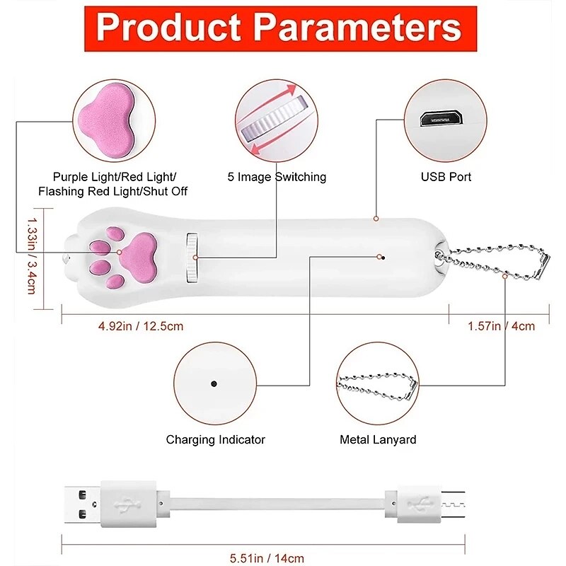 usb nabíjení projekce led hračky pro kočky legrační infračervený ultrafialový paprsek myš rybí kost kočka vzor drápu paprsek škádlení kočičí doplňky 2025 - $17.99 –P8