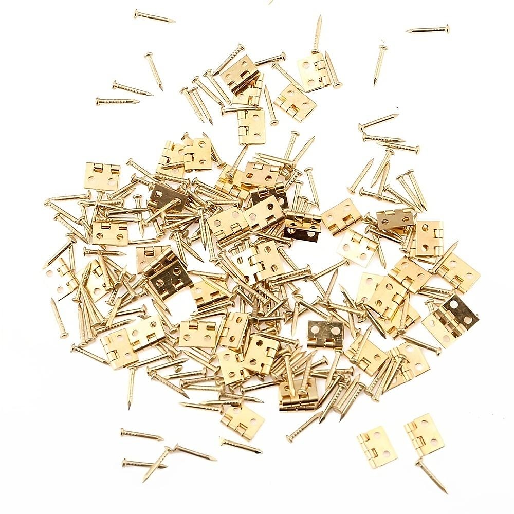 50 Stück Mini-Scharniere aus reinem Kupfer, Retro-Messingscharniere mit 200 Stück Ersatzschrauben für Holzkisten, Schmuckkästchen, Schrank, DIY-Zubehör (10 x 8 mm/0,4 x 0,3 Zoll) 2025 - $12.99 –P4
