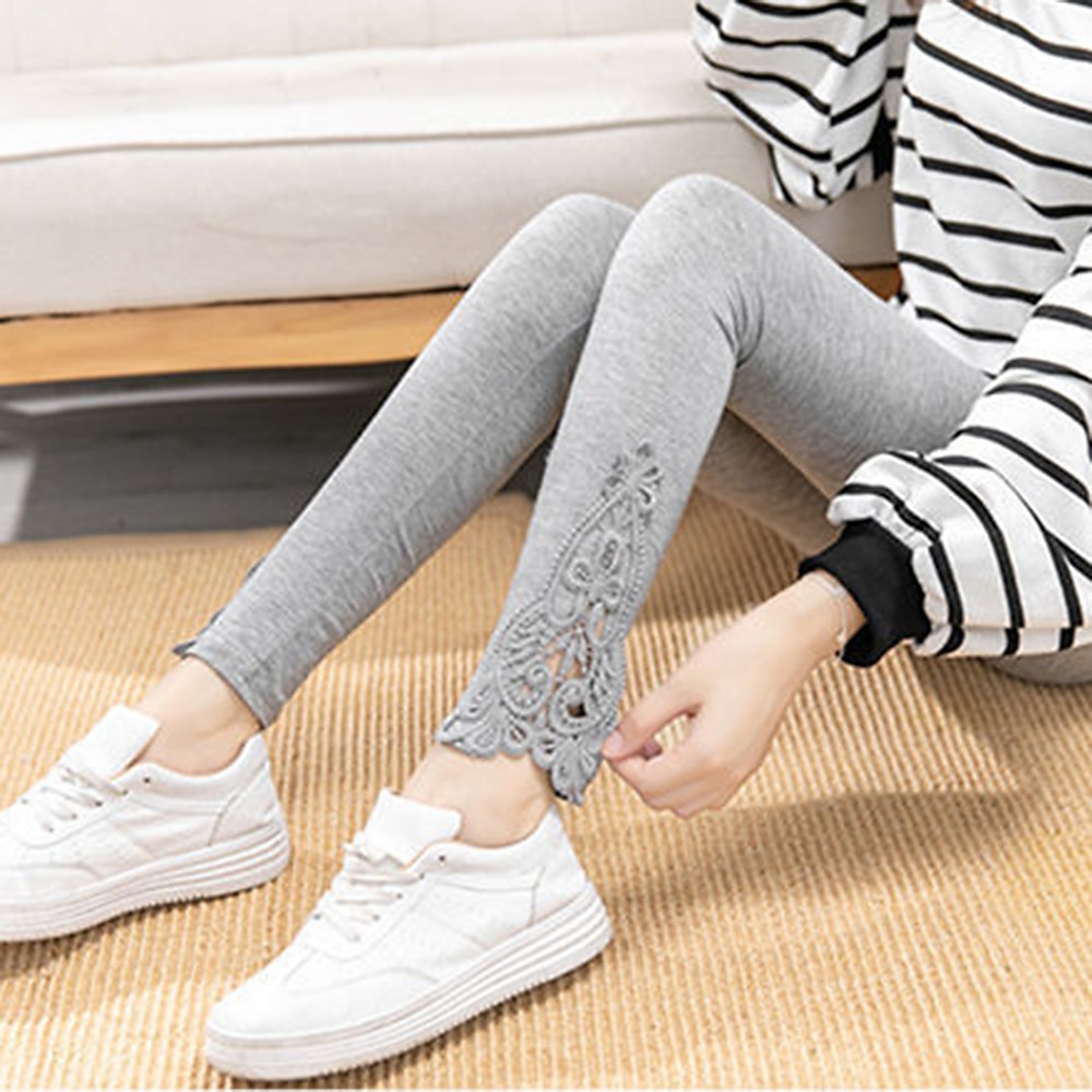 női leggings egyszínű fekete fehér divatos bokáig érő alkalmi napi 2025 - $12.99 –P8