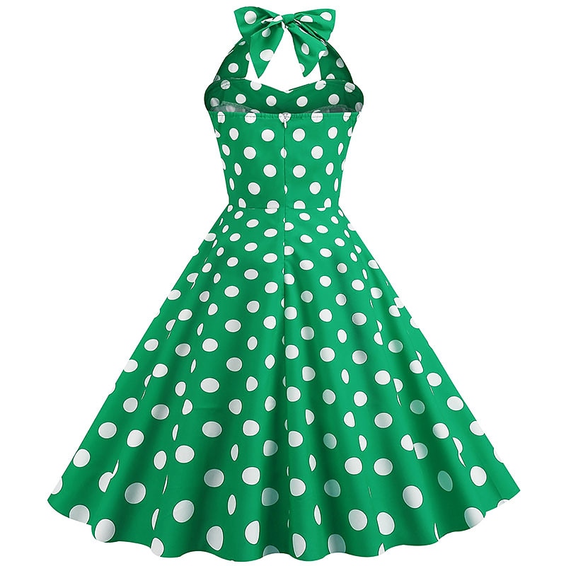 Anni 1950 Retrò Vintage Rockabilly Lunghezza al ginocchio Abito da cocktail Fascia Abito Swing Senza maniche Fiocco Pois Aderente & Svasato All'americana Costume Per donna Carnevale San Valentino del 2026 a $37.99 –P9