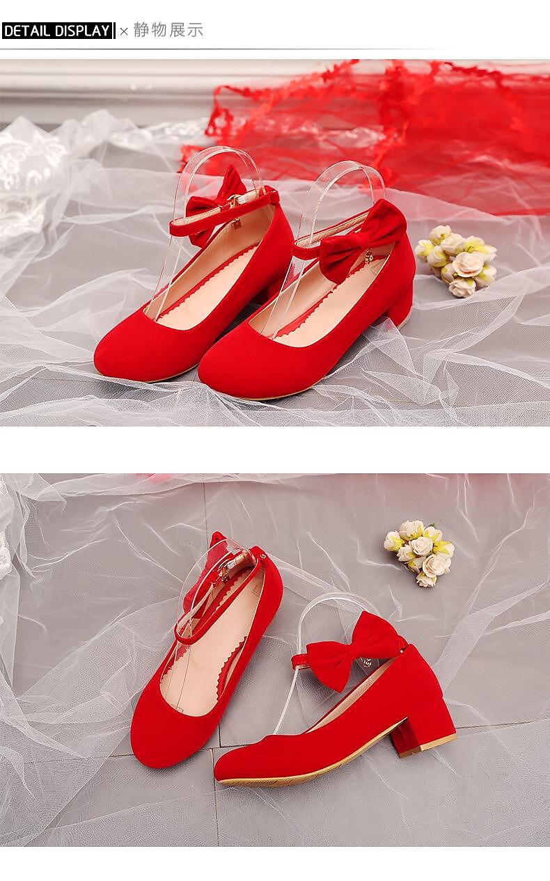 Girls' Heels Daily Dress Shoes Heel Cosplay Lolita Synthetics Breathability Non-slipping Height-increasing Big Kids(7years +) Party Birthday Daily Walking Shoes Bowknot Crystal / Rhinestone Black Red 2025 - $54.99 –P8