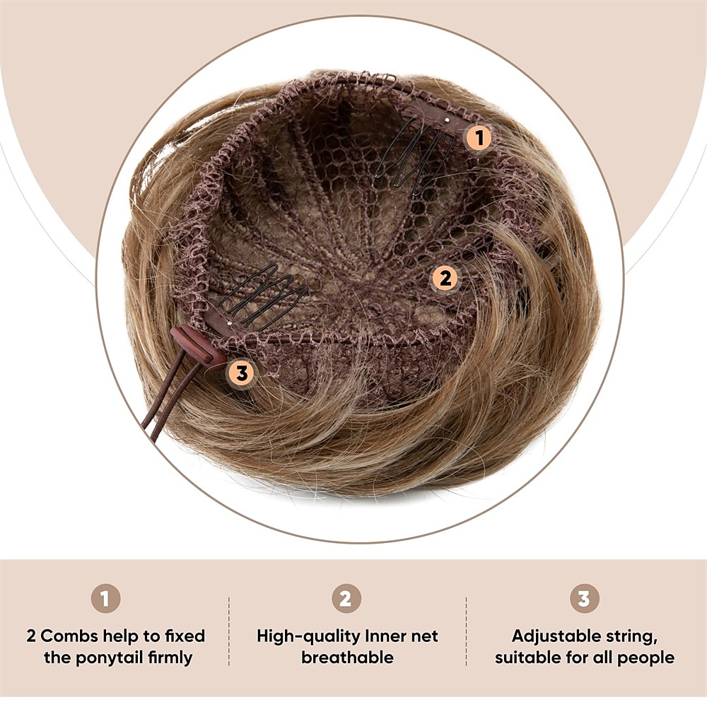 zwarte knot haarstukken voor vrouwen meisjes dame trekkoord nep ballet bun extensions synthetische opgestoken donut chignon uit één stuk 2025 - $18.99 –P4