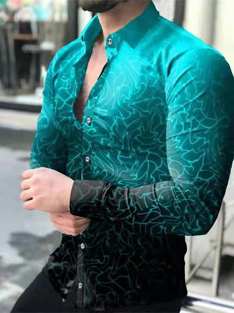 Homme Dégradé Formes Géométriques Géométrie Chemise Chemise boutonnée manche longue Mode Vêtement de rue Design Extérieur Casual du quotidien Automne hiver Col rabattu Imprimer Bouton bas Noir Bleu de 2026 ? $28.99 –P2