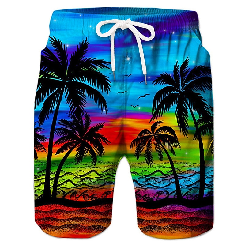 Men's Coconut Tree Graphic Prints Swim Trunks Swim Shorts Board Shorts Mid Waist Hawaiian Boho Casual Daily Holiday Drawstring with Mesh lining Elastic Waist Designer Clothing Apparel 2025 - $19.99 –P5