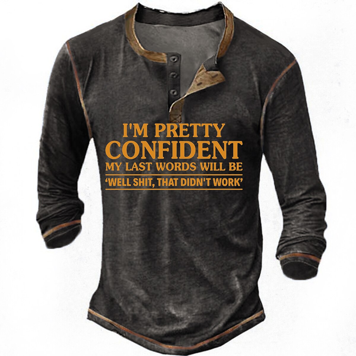 grafisk herrskjorta henley tee letter kläder kläder 3d-tryck utomhus casual långärmad knapp ner modedesigner bekväm blå t-shirt födelsedag är ganska säker på mina sista ord vill 2025 - $22.99 –P2