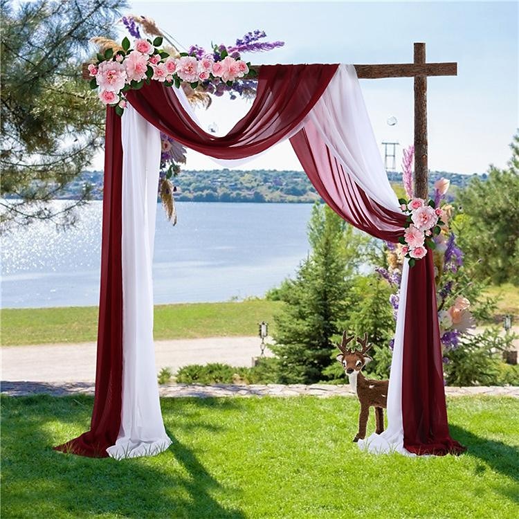 salvie grønn bryllup bue gardiner chiffon stoff draperi ren bakgrunn gardiner for fest seremoni bue scene dekorasjoner 2025 - AU $41.89 –P16
