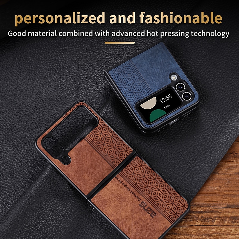 Phone Case For Samsung Galaxy Z Flip 7 Z Flip 6 Z Flip 5 Z Flip 4 Z Flip 3 Leather Flip Shockproof Solid Colored PC PU Leather 2025 - $13.99 –P9