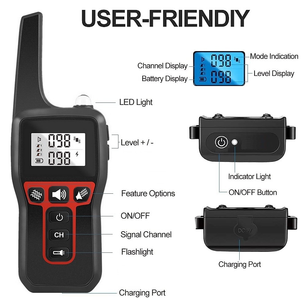 3300FT No Shock Pet Dog Training Collar Beep Vibrating Pet Trainer IPX7 Waterproof Rechargeable Pet Training Collar No Prongs Sound and Vibration Collar 2025 - $63.99 –P2