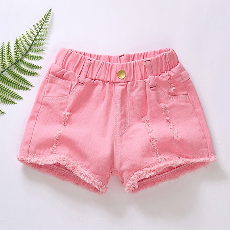 ילדים בנות שורטים צבע אחיד פעיל חלול חיצוני בָּחוּץ כותנה 3-7 שנים קיץ שחור לבן צהוב 2026 - $11.99 –P4