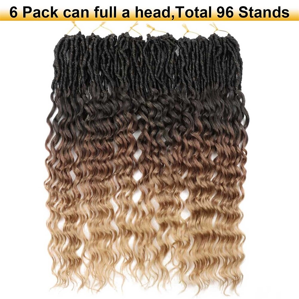 24 Deep Wave Faux Locs Crochet Hair Ombre Goddess Locs Crochet Braids  Extension