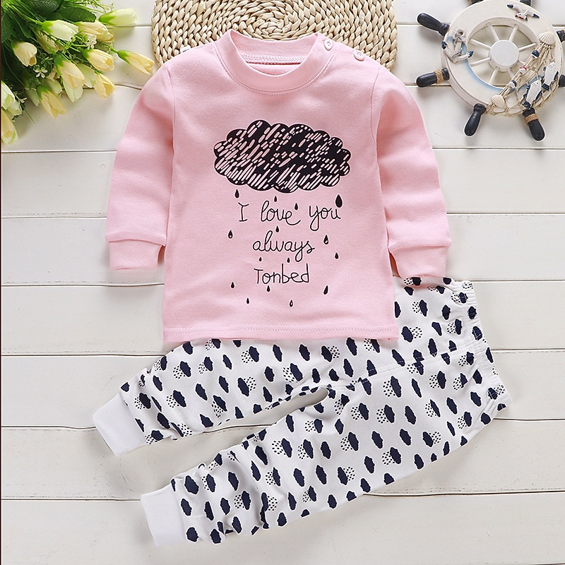 Barn Pojkar 2 delar T-shirt och byxa Långärmad Uggla A01 A02 Djur Tecknat Crewneck Sommar Vår Grundläggande Hem 3-7 år 2025 - $10.49 –P18
