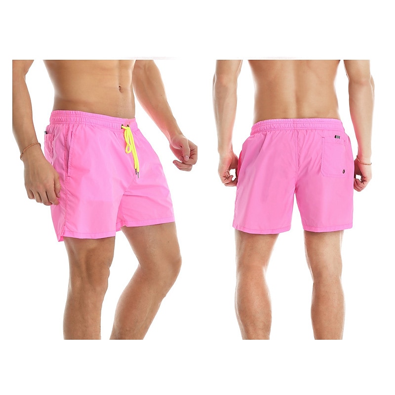 Men's Board Shorts Swim Shorts Swim Trunks Summer Shorts Beach Shorts Drawstring Elastic Waist Plain Quick Dry Short Daily Holiday Hawaiian Boho Black Yellow Micro-elastic 2025 - $18.99 –P14